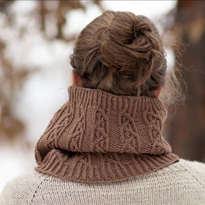 Hand knit cabled cowl